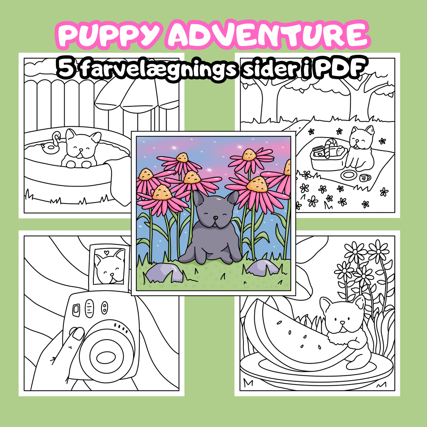 Puppy Adventure farvelægnings sider