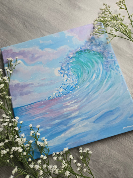 Pastel wave, maleri på lærred