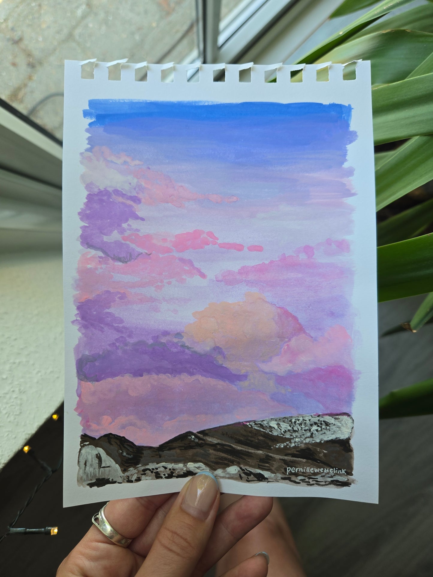 Pink dreams, originalt lille maleri