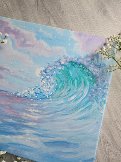Pastel wave, maleri på lærred