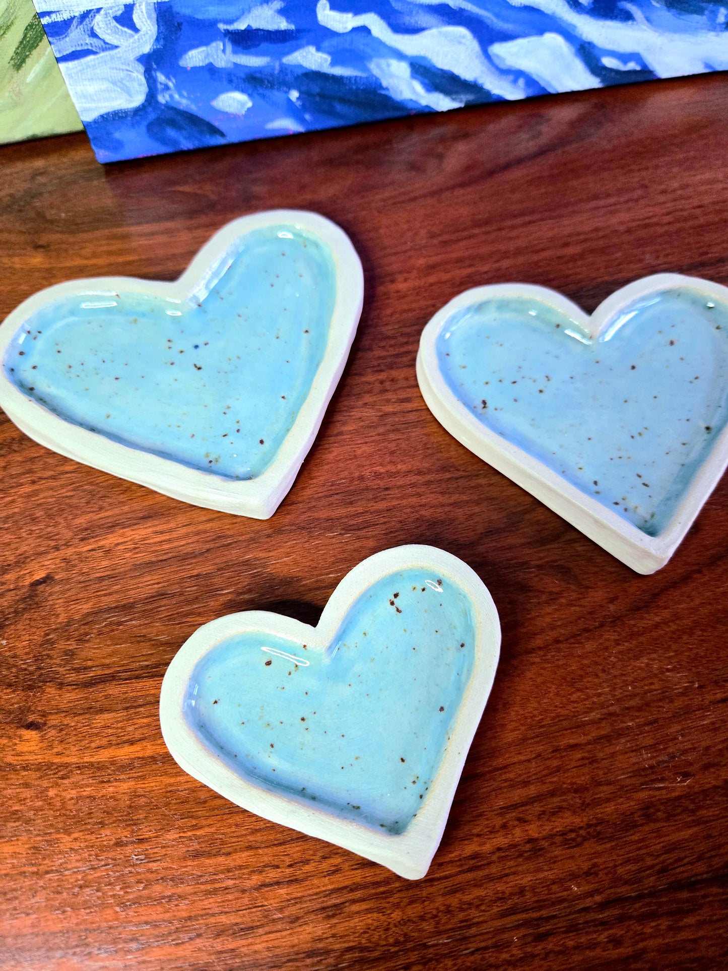 Hjerte smykkeskål lyseblå