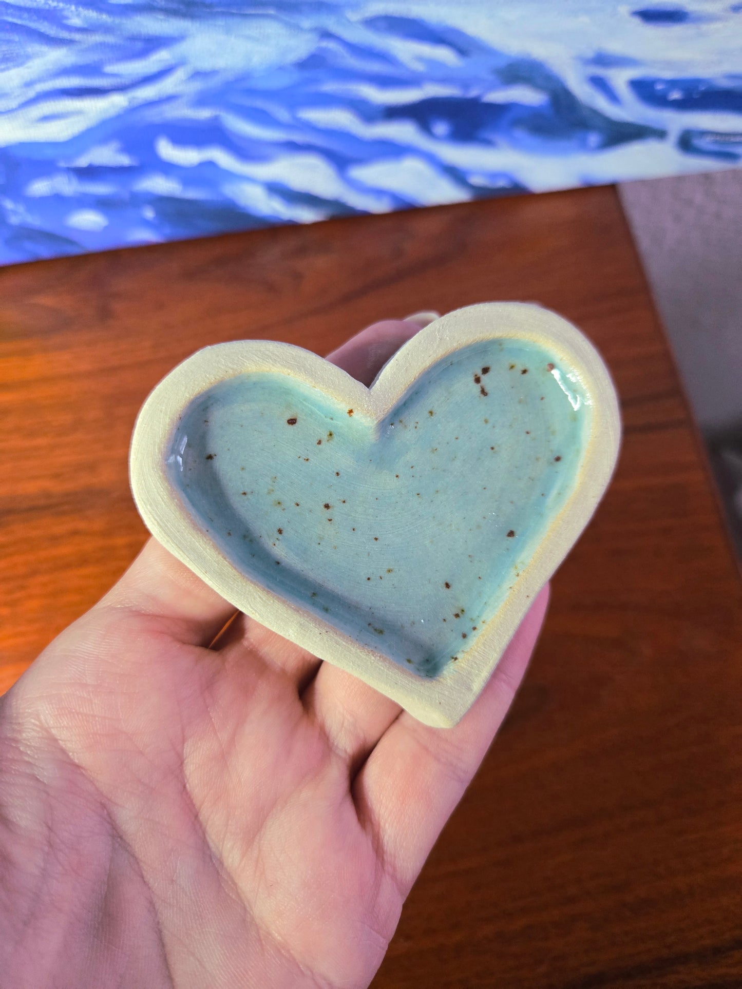 Hjerte smykkeskål lyseblå