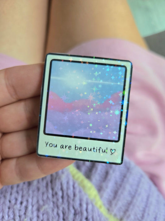 Polaroid himmel holo klistermærke