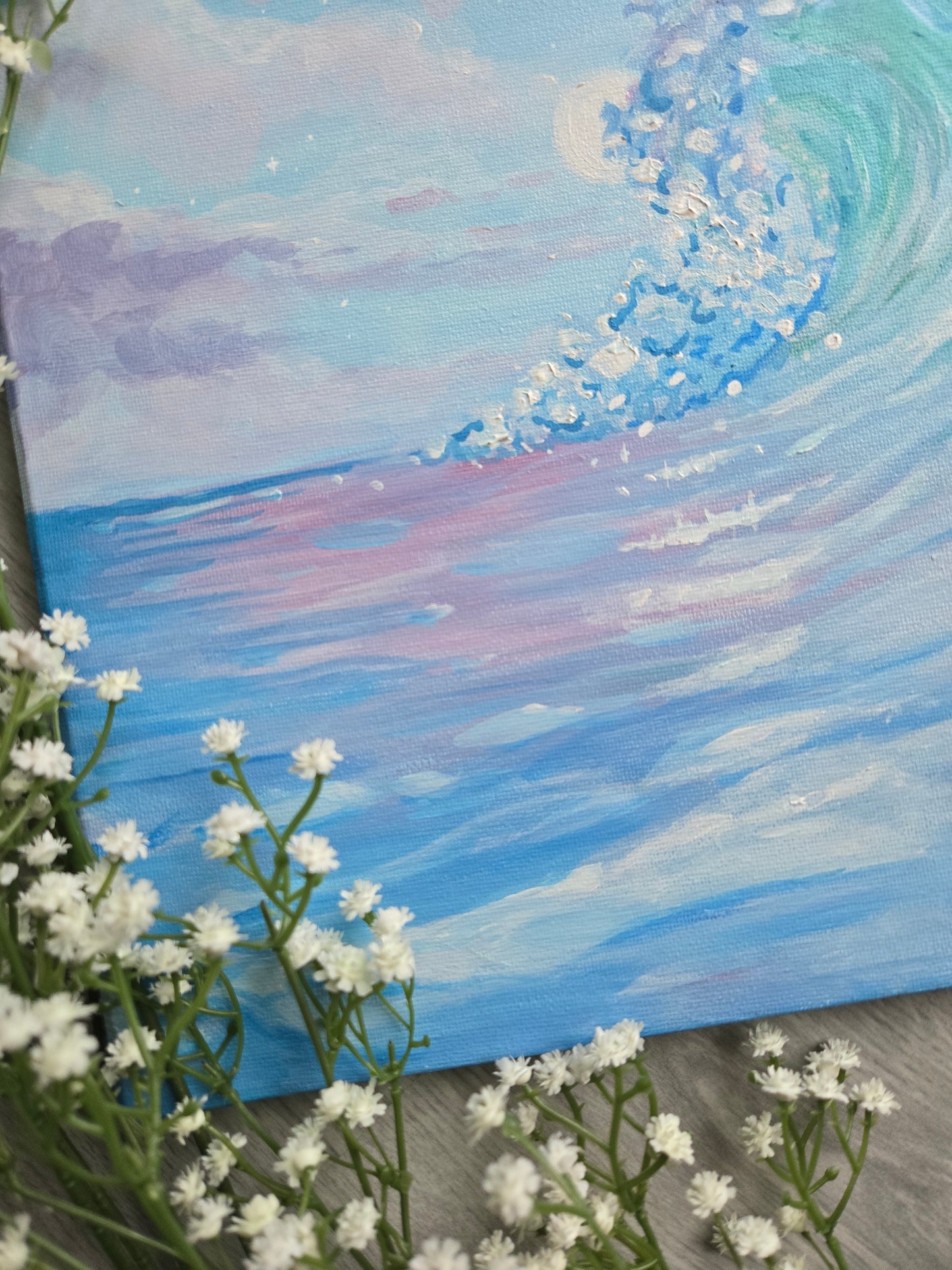 Pastel wave, maleri på lærred