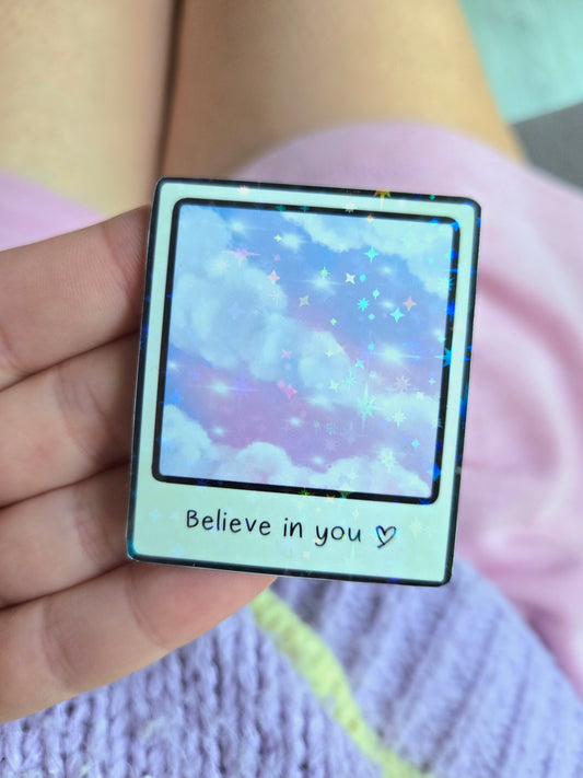 Polaroid skyer holo klistermærke