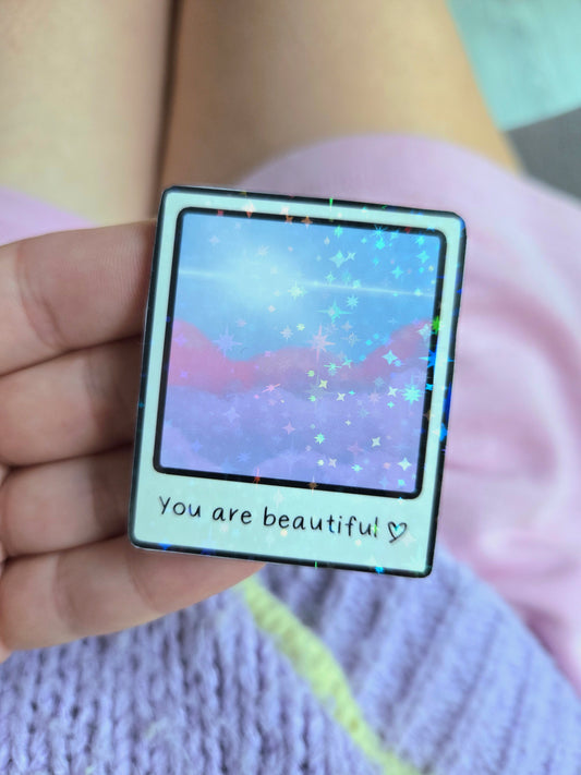 Polaroid himmel holo klistermærke
