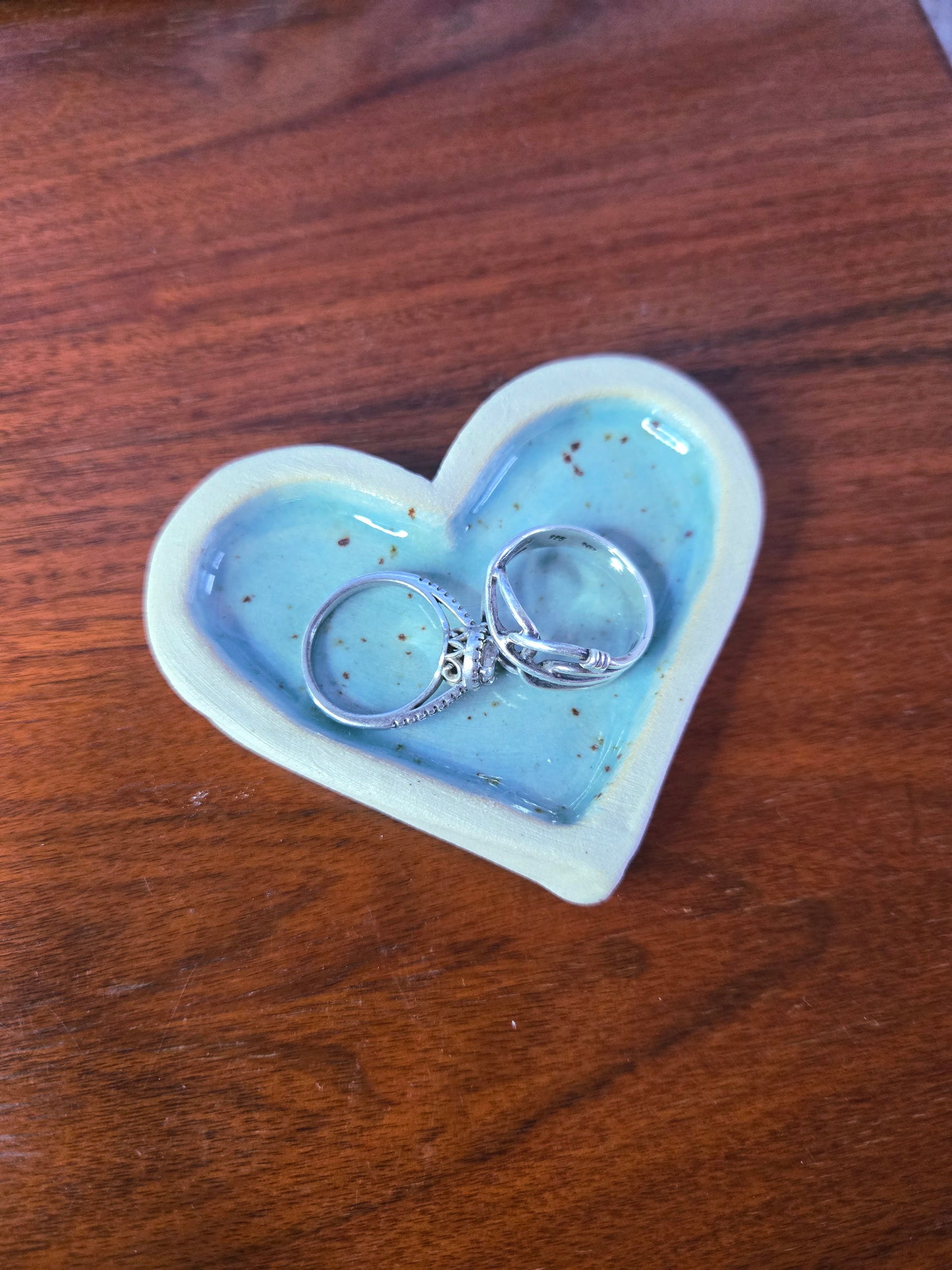 Hjerte smykkeskål lyseblå