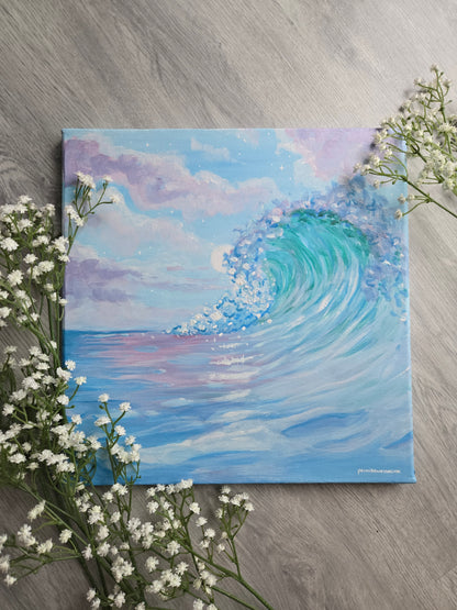 Pastel wave, maleri på lærred