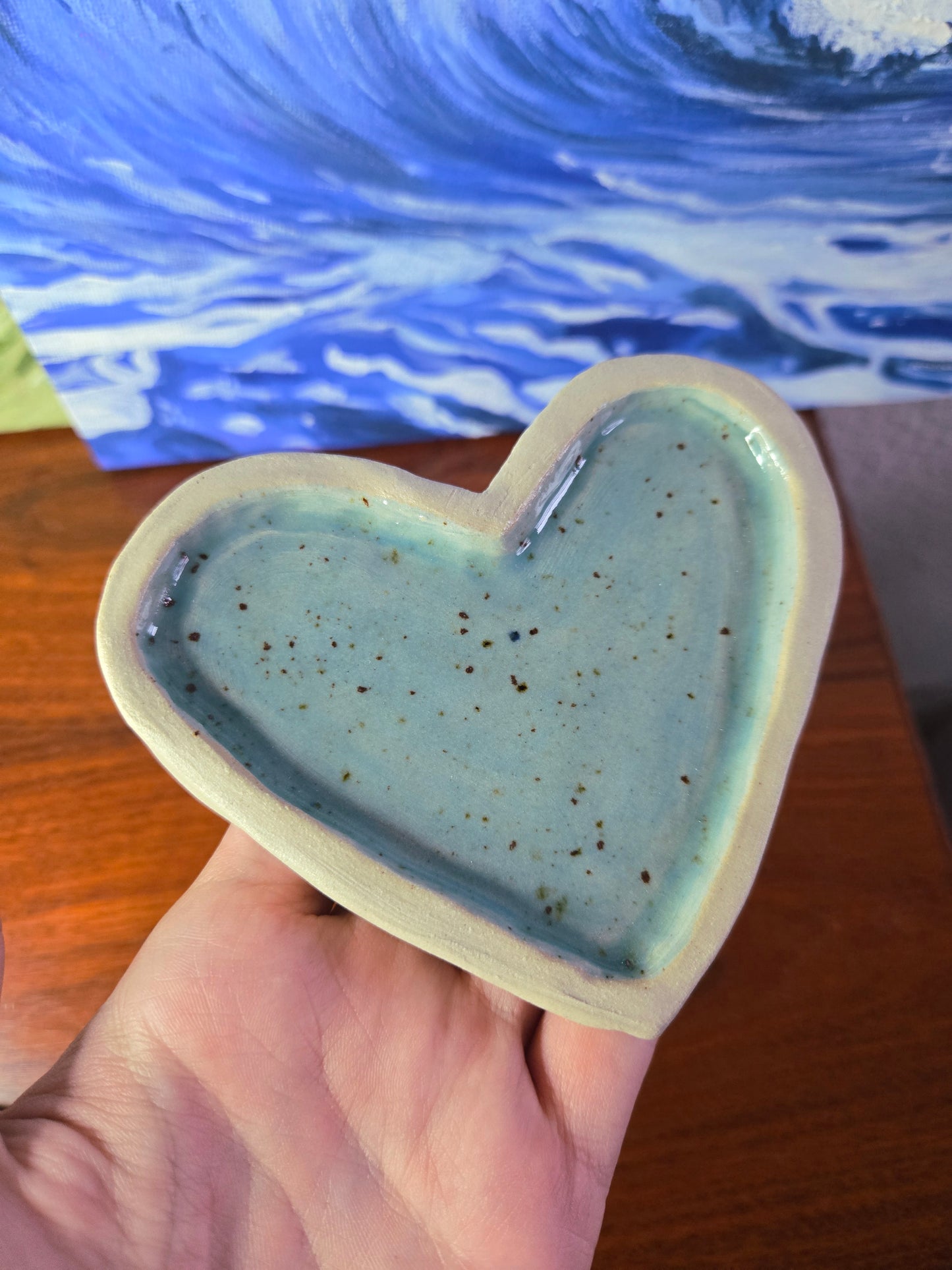 Hjerte smykkeskål lyseblå